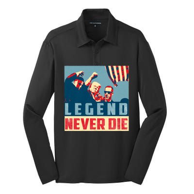 Legend Never Die Trump 2024 President Support Vote For Trump Silk Touch Performance Long Sleeve Polo