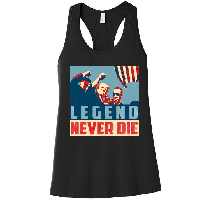 Legend Never Die Trump 2024 President Support Vote For Trump Women's Racerback Tank