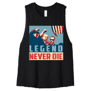 Legend Never Die Trump 2024 President Support Vote For Trump Women's Racerback Cropped Tank