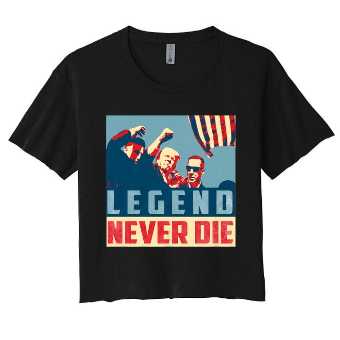 Legend Never Die Trump 2024 President Support Vote For Trump Women's Crop Top Tee