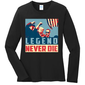 Legend Never Die Trump 2024 President Support Vote For Trump Ladies Long Sleeve Shirt