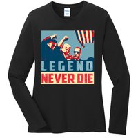 Legend Never Die Trump 2024 President Support Vote For Trump Ladies Long Sleeve Shirt