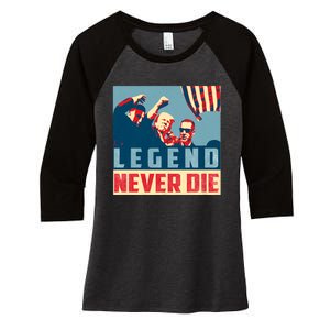 Legend Never Die Trump 2024 President Support Vote For Trump Women's Tri-Blend 3/4-Sleeve Raglan Shirt