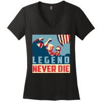 Legend Never Die Trump 2024 President Support Vote For Trump Women's V-Neck T-Shirt