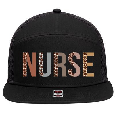 Leopard Nurse Day Appreciation Nurse Week For Work 7 Panel Mesh Trucker Snapback Hat