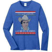 Las nieves de Enero El Rey del Corrido Mexican Christmas Ladies Long Sleeve Shirt