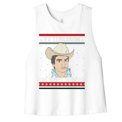 Las nieves de Enero El Rey del Corrido Mexican Christmas Women's Racerback Cropped Tank