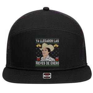 Las Nieves De Enero El Rey Del Corrido Mexican Christmas 7 Panel Mesh Trucker Snapback Hat