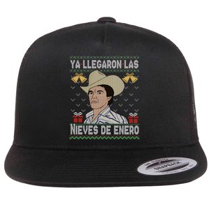 Las Nieves De Enero El Rey Del Corrido Mexican Christmas Flat Bill Trucker Hat