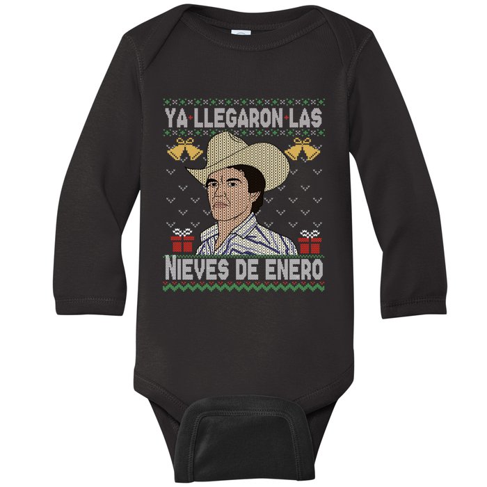 Las Nieves De Enero El Rey Del Corrido Mexican Christmas Baby Long Sleeve Bodysuit