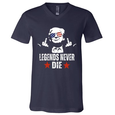 Legends Never Die Donald Trump V-Neck T-Shirt