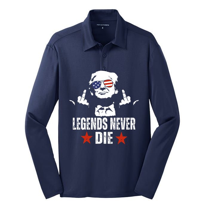 Legends Never Die Donald Trump Silk Touch Performance Long Sleeve Polo