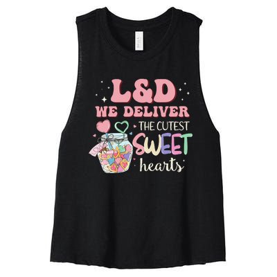 L&D Nurse Deliver The Cutest Sweet Hearts Women's Racerback Cropped Tank