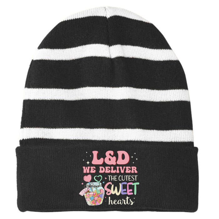 L&D Nurse Deliver The Cutest Sweet Hearts Striped Beanie with Solid Band