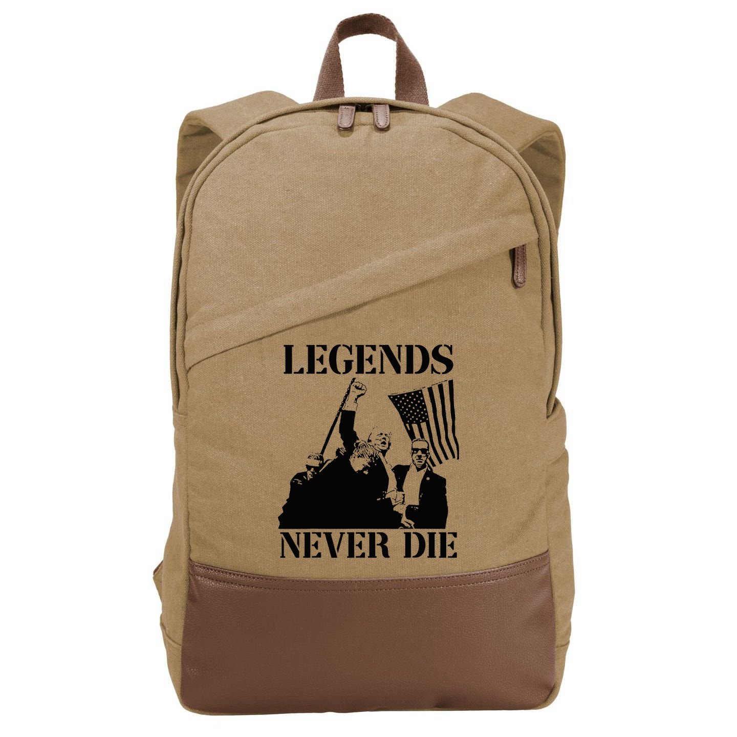 Legends Never Die Trump 2024 Pennsylvania Rally Patriot Cotton Canvas Backpack