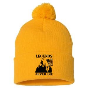 Legends Never Die Trump 2024 Pennsylvania Rally Patriot Pom Pom 12in Knit Beanie