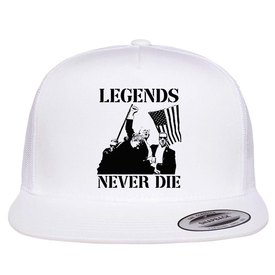 Legends Never Die Trump 2024 Pennsylvania Rally Patriot Flat Bill Trucker Hat