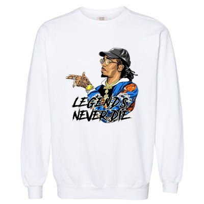 Legend Never Dies RIP Takeoff Rapper Rest In Peace Garment-Dyed Sweatshirt