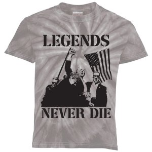 Legends Never Die Trump 2024 Pennsylvania Rally Patriot Kids Tie-Dye T-Shirt