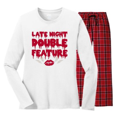 Late Night Double Feature Rock Musical Horror Show Women's Long Sleeve Flannel Pajama Set 