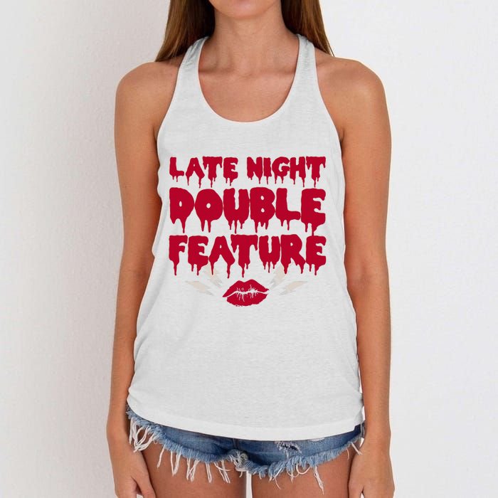 Late Night Double Feature Rock Musical Horror Show Women's Knotted Racerback Tank