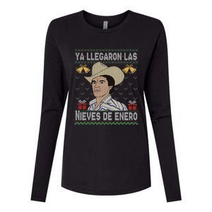 Las Nieves De Enero El Rey Del Corrido Mexican Christmas Womens Cotton Relaxed Long Sleeve T-Shirt