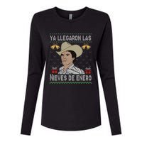 Las Nieves De Enero El Rey Del Corrido Mexican Christmas Womens Cotton Relaxed Long Sleeve T-Shirt