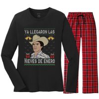 Las Nieves De Enero El Rey Del Corrido Mexican Christmas Women's Long Sleeve Flannel Pajama Set 