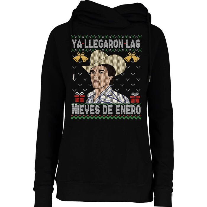 Las Nieves De Enero El Rey Del Corrido Mexican Christmas Womens Funnel Neck Pullover Hood