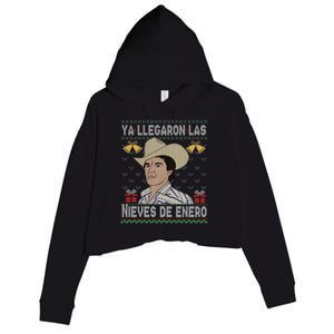 Las Nieves De Enero El Rey Del Corrido Mexican Christmas Crop Fleece Hoodie