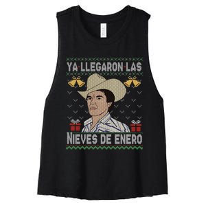 Las Nieves De Enero El Rey Del Corrido Mexican Christmas Women's Racerback Cropped Tank