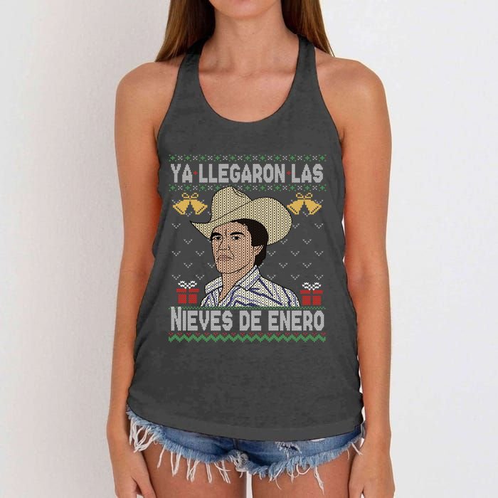 Las Nieves De Enero El Rey Del Corrido Mexican Christmas Women's Knotted Racerback Tank