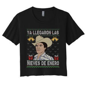 Las Nieves De Enero El Rey Del Corrido Mexican Christmas Women's Crop Top Tee