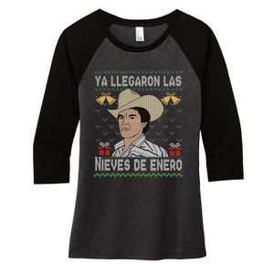 Las Nieves De Enero El Rey Del Corrido Mexican Christmas Women's Tri-Blend 3/4-Sleeve Raglan Shirt