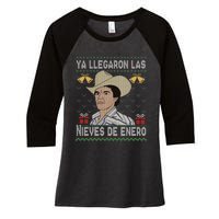 Las Nieves De Enero El Rey Del Corrido Mexican Christmas Women's Tri-Blend 3/4-Sleeve Raglan Shirt