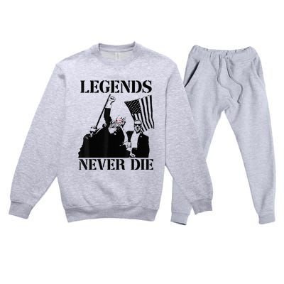 Legends Never Die Trump 2024 Pennsylvania Rally Patriot Premium Crewneck Sweatsuit Set