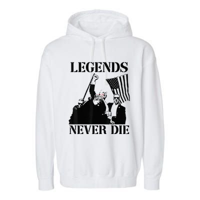 Legends Never Die Trump 2024 Pennsylvania Rally Patriot Garment-Dyed Fleece Hoodie