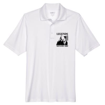 Legends Never Die Trump 2024 Pennsylvania Rally Patriot Men's Origin Performance Pique Polo