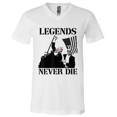 Legends Never Die Trump 2024 Pennsylvania Rally Patriot V-Neck T-Shirt