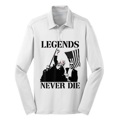 Legends Never Die Trump 2024 Pennsylvania Rally Patriot Silk Touch Performance Long Sleeve Polo