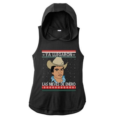 Las Nieves De Enero El Rey Del Corrido Mexican Christmas Ladies PosiCharge Tri-Blend Wicking Draft Hoodie Tank