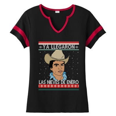 Las Nieves De Enero El Rey Del Corrido Mexican Christmas Ladies Halftime Notch Neck Tee