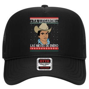 Las Nieves De Enero El Rey Del Corrido Mexican Christmas High Crown Mesh Back Trucker Hat