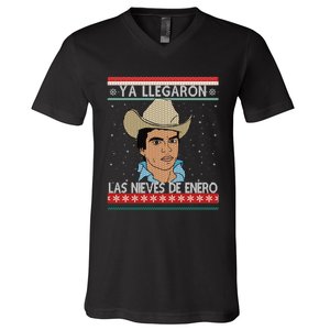 Las Nieves De Enero El Rey Del Corrido Mexican Christmas V-Neck T-Shirt