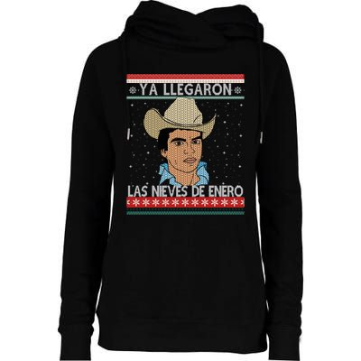 Las Nieves De Enero El Rey Del Corrido Mexican Christmas Womens Funnel Neck Pullover Hood