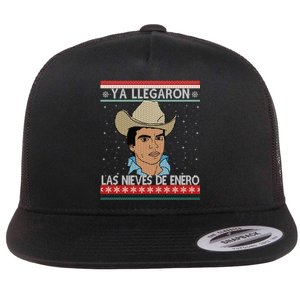 Las Nieves De Enero El Rey Del Corrido Mexican Christmas Flat Bill Trucker Hat