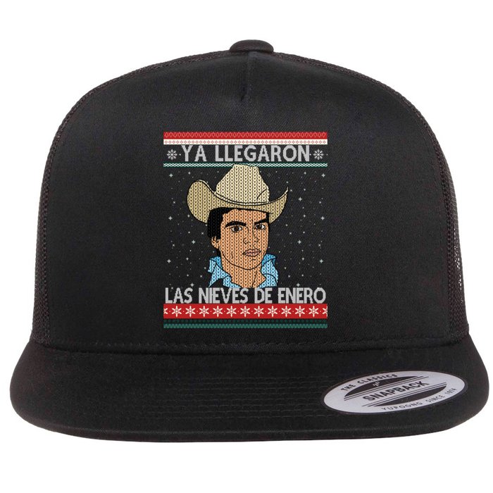 Las Nieves De Enero El Rey Del Corrido Mexican Christmas Flat Bill Trucker Hat