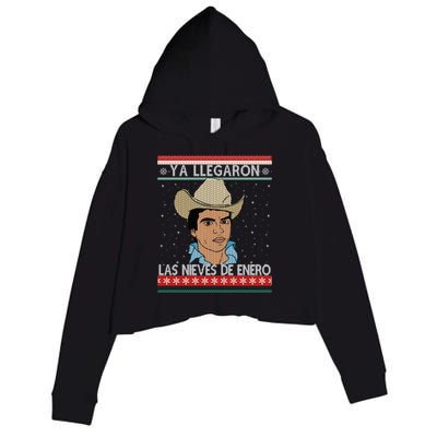 Las Nieves De Enero El Rey Del Corrido Mexican Christmas Crop Fleece Hoodie