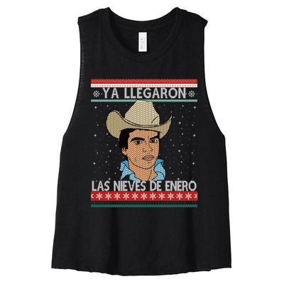 Las Nieves De Enero El Rey Del Corrido Mexican Christmas Women's Racerback Cropped Tank