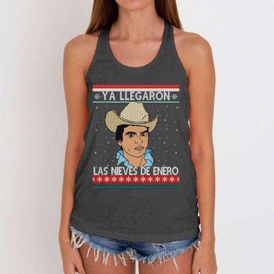 Las Nieves De Enero El Rey Del Corrido Mexican Christmas Women's Knotted Racerback Tank